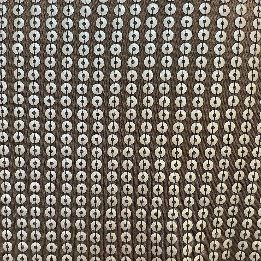 Vince Tunic Top Womens Medium Taupe Metallic Silver Sequins Short Sleeve Draped - Picture 11 of 11